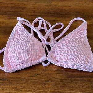 SHEIN Light Pink Smocked Bikini Top